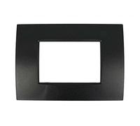 puntoluceled Placca Slim compatibile con BTicino Living Light Air 3 moduli Nero - Cornice frontale da incasso cassetta 503