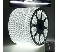 puntoluceled Striscia LED Tripla Siliconata IP65 da Esterno 180 LED/metro 20 metri Luce Bianca Fredda 6500K - Bobina per giardino, sentieri e segnapasso