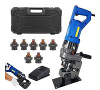 Punzonatrice Angolare/a Canale Per Acciaio, Con 7 Matrici E Interruttore A Pedale, 2200W Punzonatrice Idraulica Elettrica, 20T Perforatrice Per Carichi Pesanti, Perforatrice Per Metallo