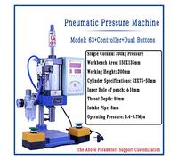 Punzonatrice pneumatica 200 kg Singola colonna 63 Tipo Rivettatrice ad alta precisione for pressa da banco Piccola milza a gas(Double button type)