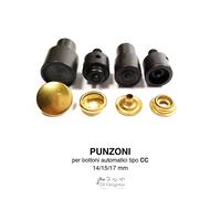 Punzone per bottoni a pressione tipo CC kit 4 parti Ø14-15-17mm matrice ricambio