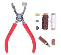 Punzone per occhiello fai da te, pinza piccola in acciaio inox e legno per cuoio, set punzoni tondi - kit completo per lavorazione pelle, cucito e oreficeria, ideale per