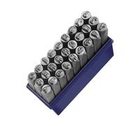 punzoni lettere e numeri Stampo in acciaio Kit for stampaggio in metallo 3/4/5/6/8mm Numero lettera Alfabeto Pugno Strumenti Gioielli fai da te Oro Argento Pelle LOGO Timbro(4mm Alphabet)