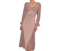 Può indossare una camicia da notte lunga e casual con pizzo a rete sexy e inserti per l'allattamento. (Light Purple, L)