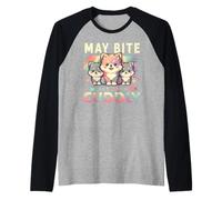 Può mordere ma è ancora coccoloso, peloso, cane lupo kawaii, gioco di parole abbinato Maglia con Maniche Raglan