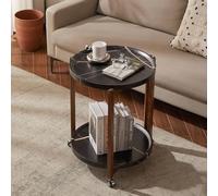 Può sostenere fino a 90,7 kg sopra il tavolino, mini tavolo mobile in MDF, scaffale aperto a 2 ripiani per piccoli spazi abitativi, tavolini per divano, comodino, supporto per piante (nero, 53,3 cm)