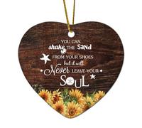 Puoi scuotere la sabbia dalle tue scarpe ma non lascerà mai la tua anima cuore ornamento natalizio in ceramica per albero di Natale ciondolo palla inverno Capodanno vacanze souvenir regalo per Natale