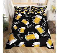 PUOJIEAT Copripiumino Matrimoniale Birra, Morbida Microfibra Biancheria da Letto Birra Copripiumini 240x220 con 2 Federe 50x80 cm 3D Copripiumina Set t.2262