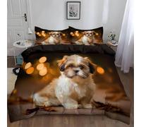 PUOJIEAT Copripiumino Matrimoniale Cane da Compagnia, Morbida Microfibra Biancheria da Letto Cuccioli di Animali Reversibili Copripiumini 240x220 con 2 Federe 50x80 cm 3D Copripiumina Set t.2563