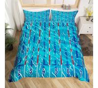 PUOJIEAT Copripiumino Matrimoniale Nuoto, Morbida Microfibra Biancheria da Letto Piscina Copripiumini 240x220 con 2 Federe 50x80 cm 3D Copripiumina Set r.1211