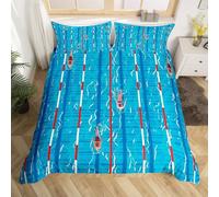 PUOJIEAT Copripiumino Matrimoniale Nuoto, Morbida Microfibra Biancheria da Letto Piscina Copripiumini 260x240 con 2 Federe 50x80 cm 3D Copripiumina Set r.1908