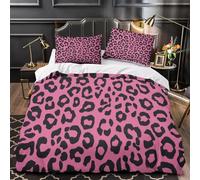 PUOJIEAT Copripiumino Matrimoniale Stampa Leopardata, Morbida Microfibra Biancheria da Letto Motivo Leopardato Copripiumini 240x220 con 2 Federe 50x80 cm 3D Copripiumina Set t.2130