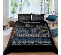 PUOJIEAT Copripiumino Matrimoniale Tavola Periodica, Morbida Microfibra Biancheria da Letto Elemento Chimico Copripiumini 240x220 con 2 Federe 50x80 cm 3D Copripiumina Set e.2089