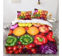 PUOJIEAT Copripiumino Matrimoniale Verdure, Morbida Microfibra Biancheria da Letto Cibo a Base di Frutta Copripiumini 240x220 con 2 Federe 50x80 cm 3D Copripiumina Set t.2010