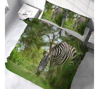 PUOJIEAT Copripiumino Singolo Animale Selvatico Zebra, Morbida Microfibra Biancheria da Letto Zebra Reversibile Copripiumini 135x200 con 1 Federe 50x80 cm 3D Copripiumina Set r.1118