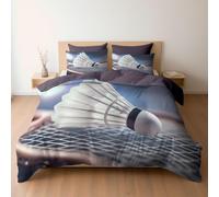 PUOJIEAT Copripiumino Singolo Badminton Reversibile, Morbida Microfibra Biancheria da Letto Sport con la Palla Copripiumini 135x200 con 1 Federe 50x80 cm 3D Copripiumina Set t.1568