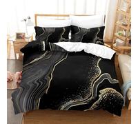 PUOJIEAT Copripiumino Singolo Marmo Nero, Morbida Microfibra Biancheria da Letto Marmo Nero Copripiumini 135x200 con 1 Federe 50x80 cm 3D Copripiumina Set r.920