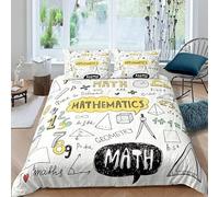 PUOJIEAT Copripiumino Singolo Matematica, Morbida Microfibra Biancheria da Letto Argomenti Sulle Formule Matematiche Copripiumini 135x200 con 1 Federe 50x80 cm 3D Copripiumina Set t.1562