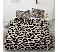 PUOJIEAT Copripiumino Singolo Stampa Leopardata, Morbida Microfibra Biancheria da Letto Stampa Leopardata Reversibile Copripiumini 135x200 con 1 Federe 50x80 cm 3D Copripiumina Set r.1094