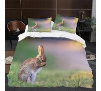 PUOJIEAT Copripiumino Una Piazza e Mezza Lepre Animale, Morbida Microfibra Biancheria da Letto Modello di Coniglio Copripiumini 200x200 con 2 Federe 50x80 cm 3D Copripiumina Set t.2652