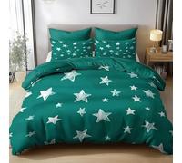 PUOJIEAT Copripiumino Una Piazza e Mezza Verde Stelle, Morbida Microfibra Biancheria da Letto Stella Reversibile Copripiumini 200x200 con 2 Federe 50x80 cm 3D Copripiumina Set r.946