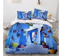 PUOJIEAT Set Copripiumino Matrimoniale 250x200 Italia, Biancheria da Letto Stile Rurale Stampa 3D, Copripiumino in Morbida Microfibra e 2 Federe 50x80 cm OPQ1657