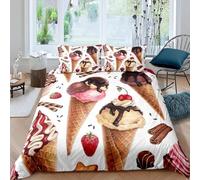 PUOJIEAT Set Copripiumino Matrimoniale 260x240 Gelato, Biancheria da Letto Tesoro Stampa 3D, Copripiumino in Morbida Microfibra e 2 Federe 50x80 cm OPQ3633