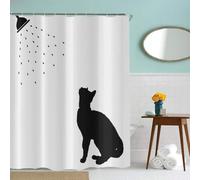 PUOJIEAT Tenda Doccia Antimuffa 200x240 Gatto Carino, Tende Doccia Bianco Tenda Bagno Impermeabile Tende per Doccia in 3D con 12 Ganci Q/B105