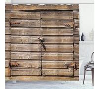 PUOJIEAT Tenda Doccia Antimuffa 200x240 Porta in Legno Retrò Tende Doccia Casa Di Campagna Tenda Bagno Impermeabile Tende per Doccia in 3D con 12 Ganci 6803-FG