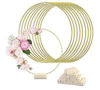 Puooifrty 10 anelli dorati con supporto per tavolo, macramè, corona dorata, centrotavola, decorazioni da tavola