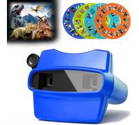 Pup Go 3D ViewFinder per bambini dai 3 anni in su, 4 rotelle - Dinosauri, Animali, Oceano e Spazio, 28 immagini HD, visore per diapositive in stile retrò classico, giocattolo educativo STEM (Blu)
