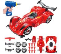 Pup Go Smonta e Rimonta F1 Auto da Corsa per Bambini 3 4 5 Anni, 24 Pezzi con Trapano Elettrico di Simulazione, Suono Realistico e LED, Costruisci Tua Auto Giocattolo, Migliori Regali (Rosso)