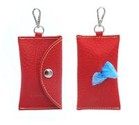 PUPAKIOTTI Basic Pocket Dispenser | Porta Sacchetti Cane da guinzaglio in Vera Pelle | Dispenser di Sacchetti per Feci | Portasacchetti Ecosostenibile (Rosso)