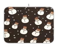 Pupazzi di neve Carino Cartone animato Nero essiccazione piatto mat cucina contatore tappetino sotto scolapiatti contatore tappetino di calore in microfibra tappetino di essiccazione piatto xl 18 x 24