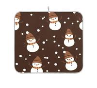 Pupazzi di neve carino cartone animato nero marrone scolapiatti scolapiatti scolapiatti cucina contatore scolapiatti con tappetino resistente al calore contatore mat 16 x 18