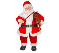 Pupazzo Babbo Natale H80 cm con Violino Luci e Suoni Rosso