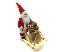 Pupazzo Babbo Natale in Tessuto con slitta regali rosso cm 33x12xh30