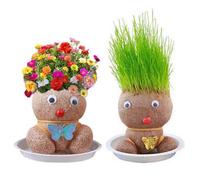 Pupazzo di Erba, Set da 2 Pezzi, Decorazione da Tavolo Facile da Cuidare