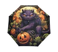 Pupazzo Di Gatto Magico Di Halloween Ombrello Pieghevole Automatico Ombrelli Antivento Protezione UV da Viaggio per Bambini Ragazzi Ragazze