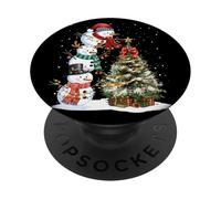 Pupazzo di neve Buon Natale albero di Natale neve Famiglia Pigiama Vacanza PopSockets PopGrip Adesivo