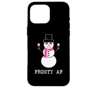 Pupazzo di neve carino con vino Frosty AF Holiday Custodia per iPhone 16 Pro Max
