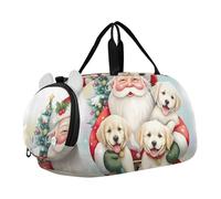Pupazzo di neve che abbraccia Teddy Bear Ragazze Duffle Bags Travel Tote Toddler Weekender Borse Bagagli Bambini Sport Ragazzi Carry on Duffel Bag, Carino Babbo Natale Golden Dogs, classico