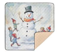 Pupazzo di neve che gioca con i bambini, grande, antiscivolo, spesso, tappetino da gioco per bambini, impermeabile, pieghevole, tappetino per attività per bambini, 127 x 127 cm gimnasio para Bebes