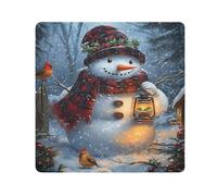 Pupazzo di neve che indossa cappello Cardinale Camera Wrap Cloth, Squares Magic autoadesivo panno per obiettivo fotocamera antigraffio protezione lente trucco Wrap Cloth Bag 35,1 x 35,1 cm,