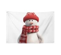 Pupazzo di neve che indossa sciarpa rossa bandiera 88,9 x 149,9 cm No Fade Bandiera di benvenuto Giardino Cortile Casa Bandiere decorative Giardino Yard Cartello Interno Esterno Banner Party Home