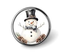 Pupazzo di neve che indossa vintage cappello a cilindro pigne spilla rotonda per uomo donna moda distintivo collare pin vestito giacca zaino accessori