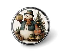 Pupazzo di neve con cappello sciarpa albero di Natale spilla rotonda per uomo donna moda distintivo collare pin vestito giacca zaino accessori
