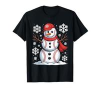 Pupazzo di Neve con Cuciture Baseball Maglietta