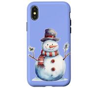 Pupazzo di neve con naso di carota rosso pino sciarpa invernale Natale Custodia per iPhone X/XS