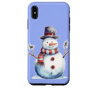 Pupazzo di neve con naso di carota rosso pino sciarpa invernale Natale Custodia per iPhone XS Max
